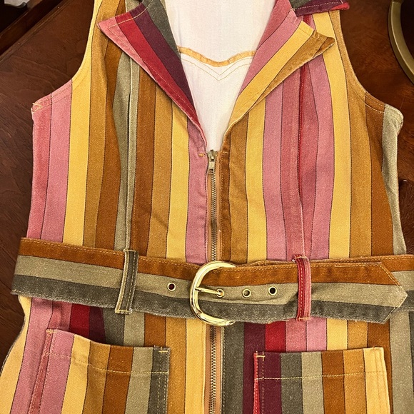 Show Me Your MuMu Striped Multicolor Bell Bottom Jumpsuit with Belt - Picture 3 of 4